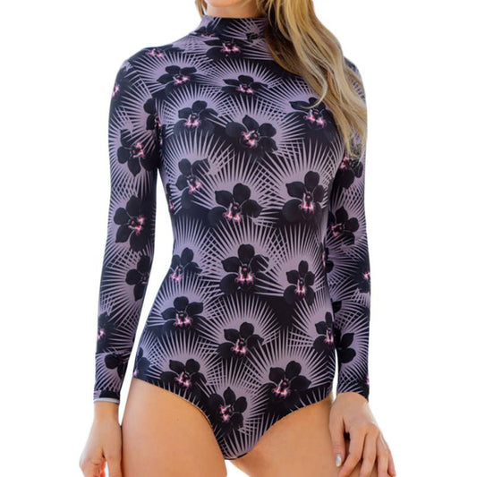 Monokini Surfing wear Women Sunscreen Suit Push-Up Padded Waterproof Print Bra Zipper Swimsuit #E0